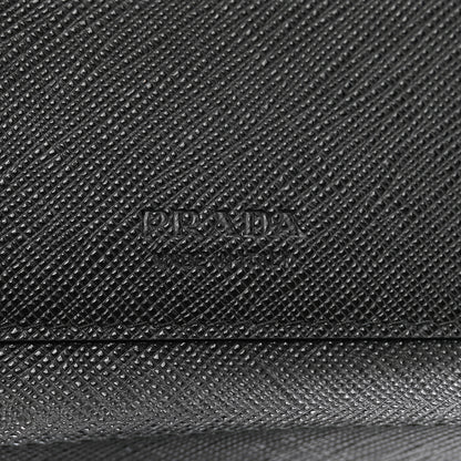 Prada Saffiano Metal Card Holder Compact Wallet Black 6 of 6