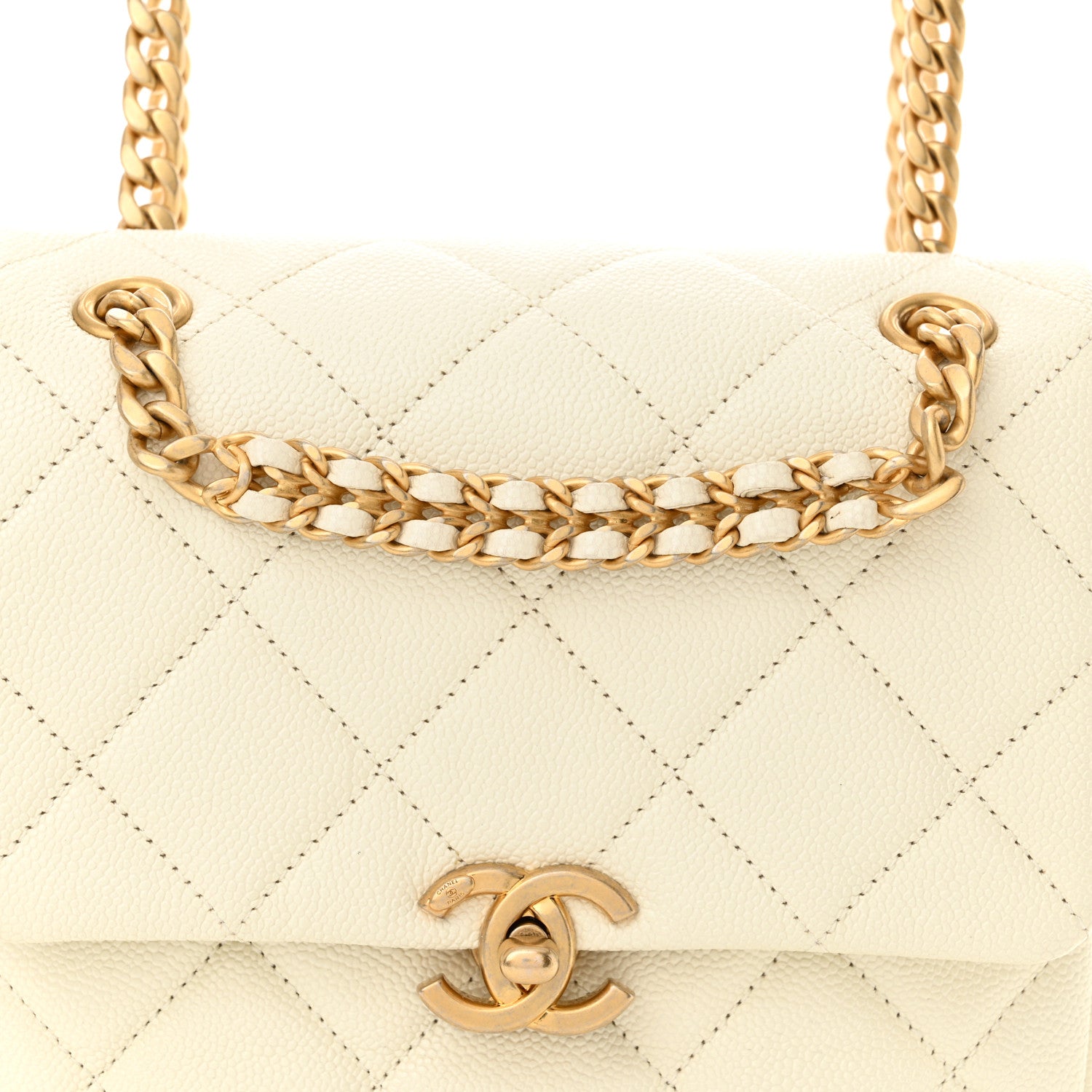 Chanel Shiny Caviar Quilted Chain Melody Backpack White 8 of 12