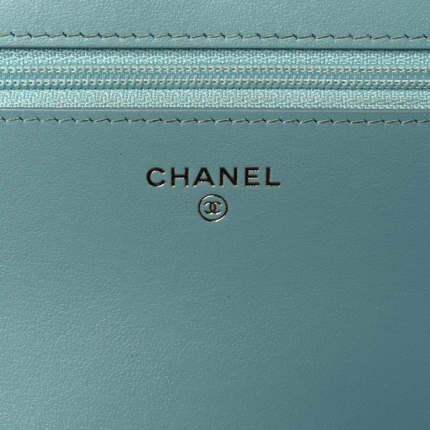 Caviar Quilted Boy Wallet On Chain WOC Light Blue