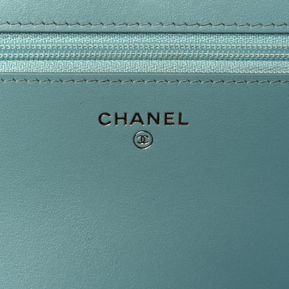 Chanel Caviar Quilted Boy Wallet On Chain WOC Light Blue 5 of 11