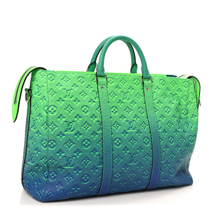 Louis Vuitton Taurillon Illusion Keepall Tote Bleu Vert 2 of 8