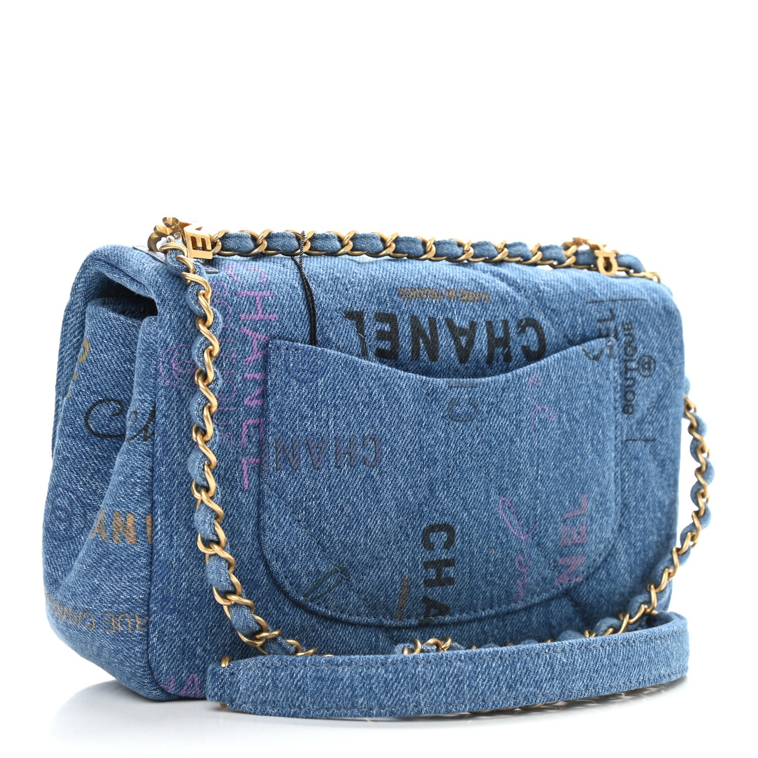 Chanel Denim Quilted Mini Denim Mood Rectangular Flap Blue Multicolor 3 of 9