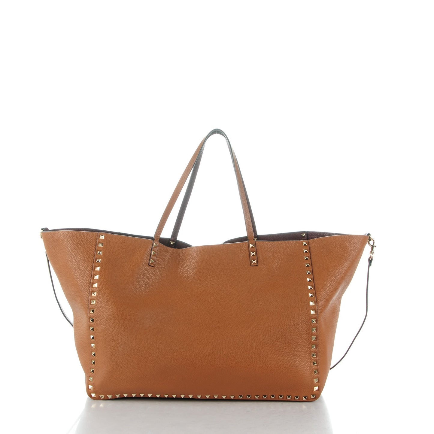 Grained Calfskin Large Rockstud Reversible Tote Light Cuir Rubin