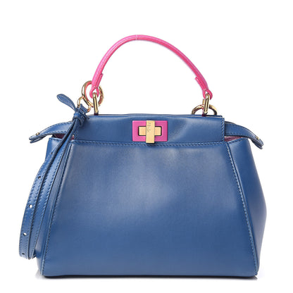 Fendi Nappa Colorblock Mini Peekaboo Iconic Satchel Iris Magenta Bubblegum 1 of 13