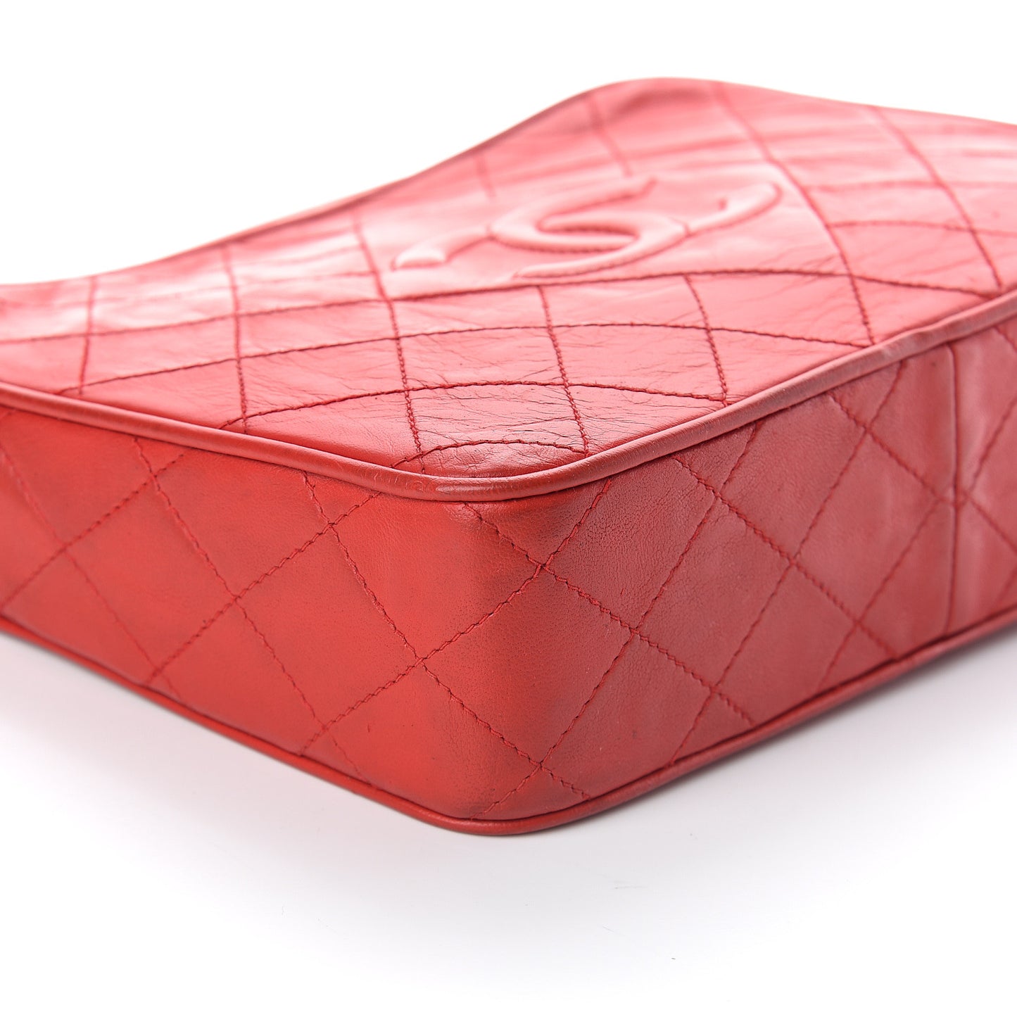 Lambskin Quilted Tassel Camera Case Red