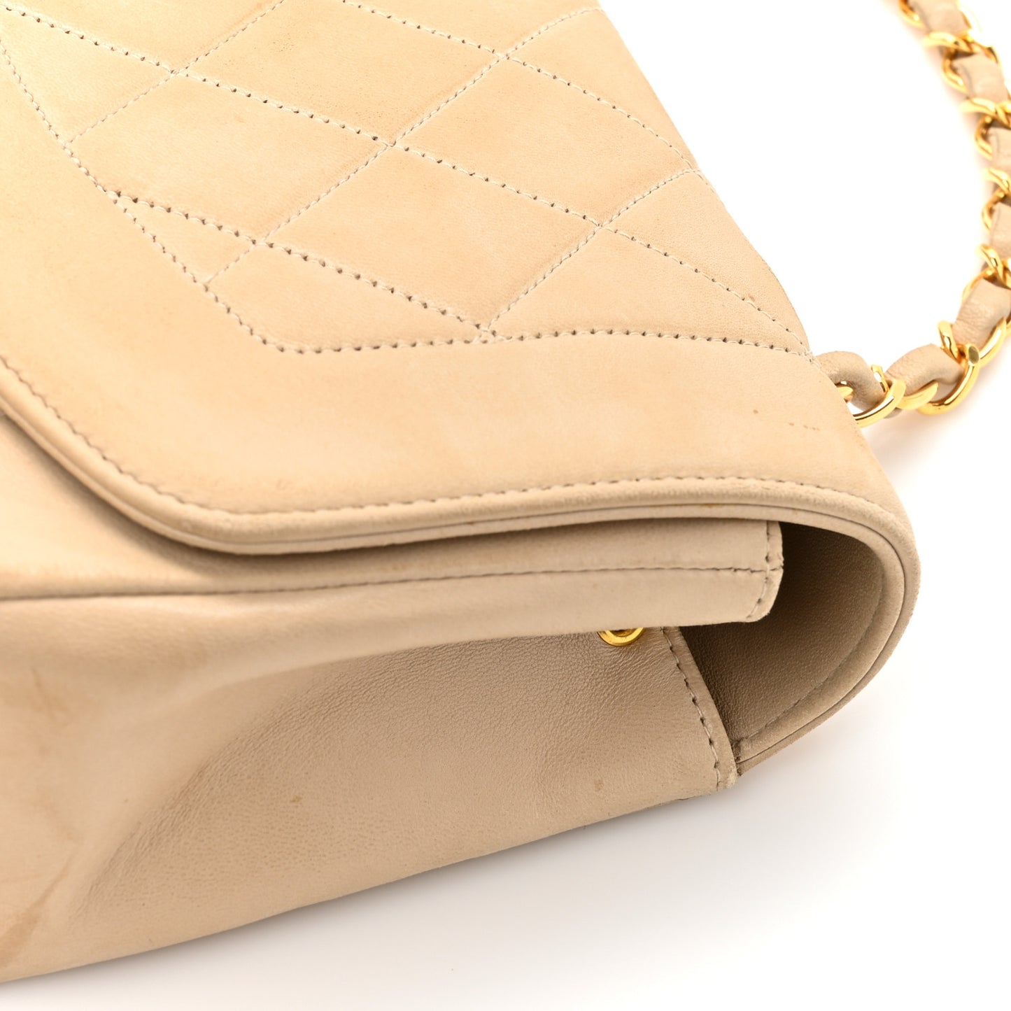 Lambskin Quilted Small Single Flap Beige