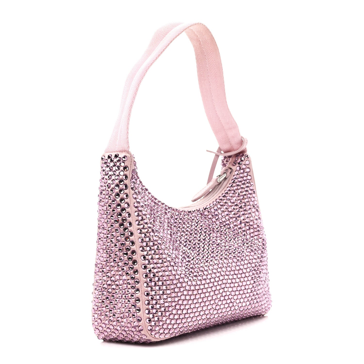 Prada Satin Crystal Mini Re-Edition 2000 Bag Alabastro 4 of 12