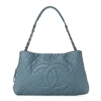 Chanel Caviar Quilted Expandable Zip Shoulder Bag Blue 1 of 5