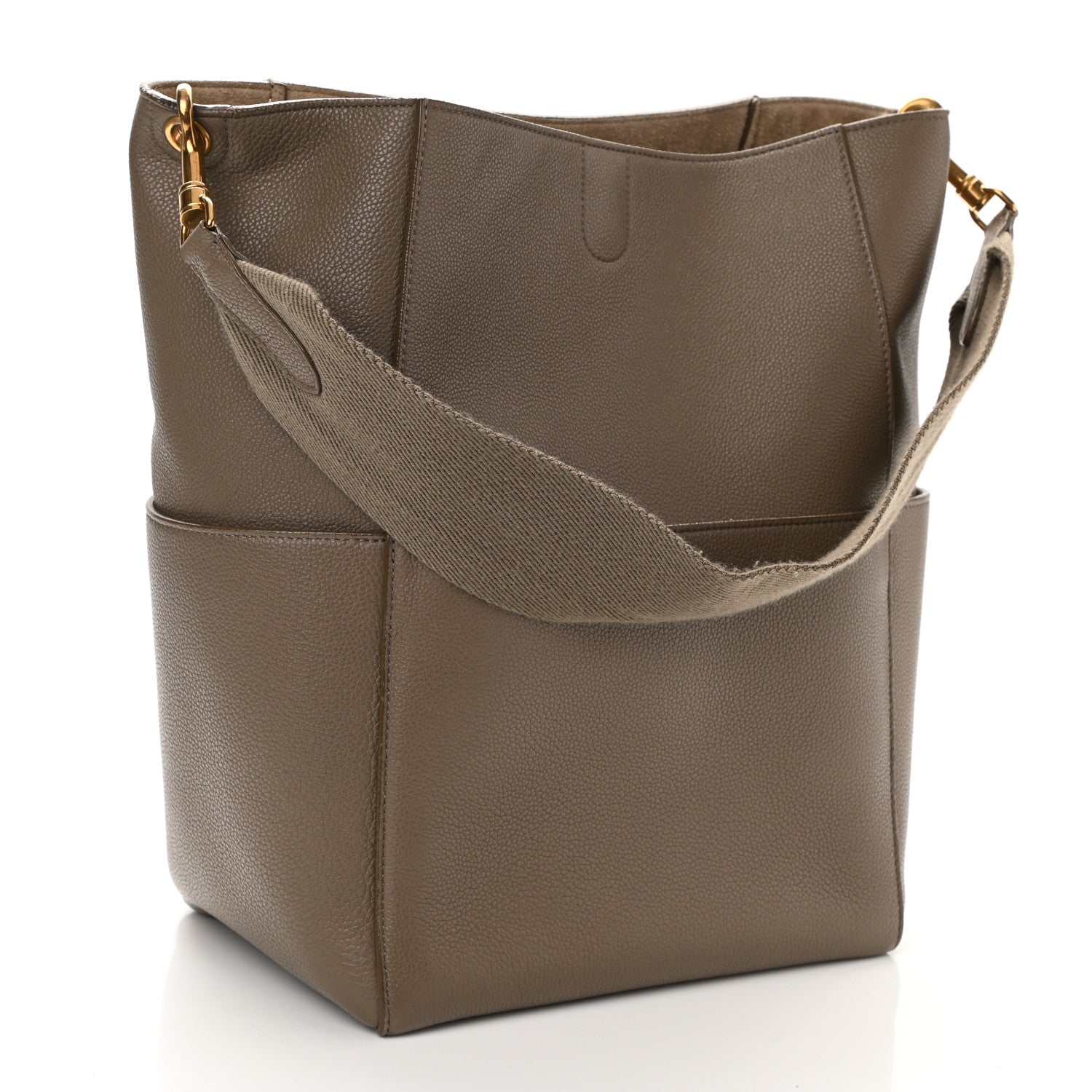 Celine Soft Grained Calfskin Sangle Bucket Bag Taupe 3 of 12