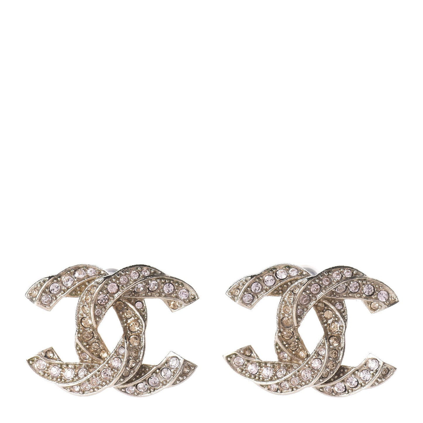 Crystal Twisted CC Earrings Light Gold Pale Pink