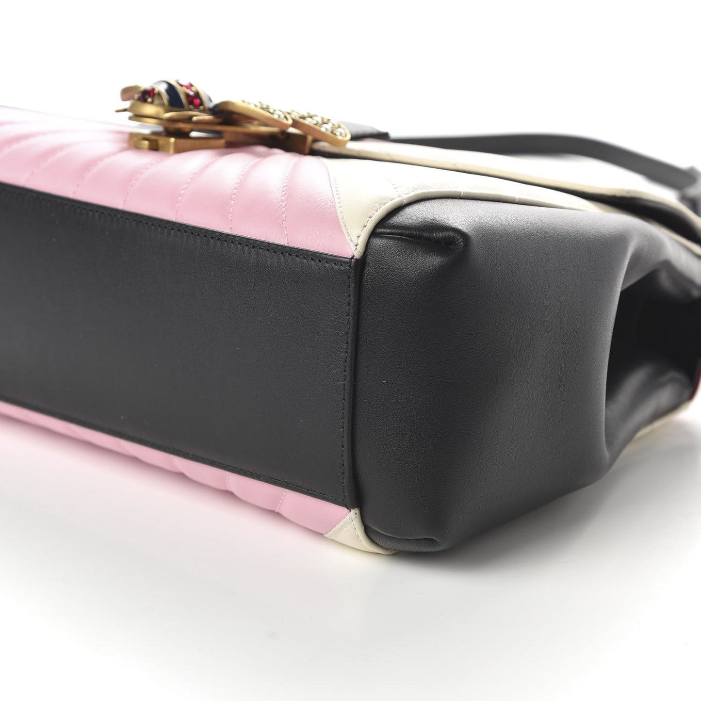 Calfskin Bamboo Trapuntata Queen Margaret Top Handle Bag Blue Agata Hibiscus Red Mystic White Sugar Pink