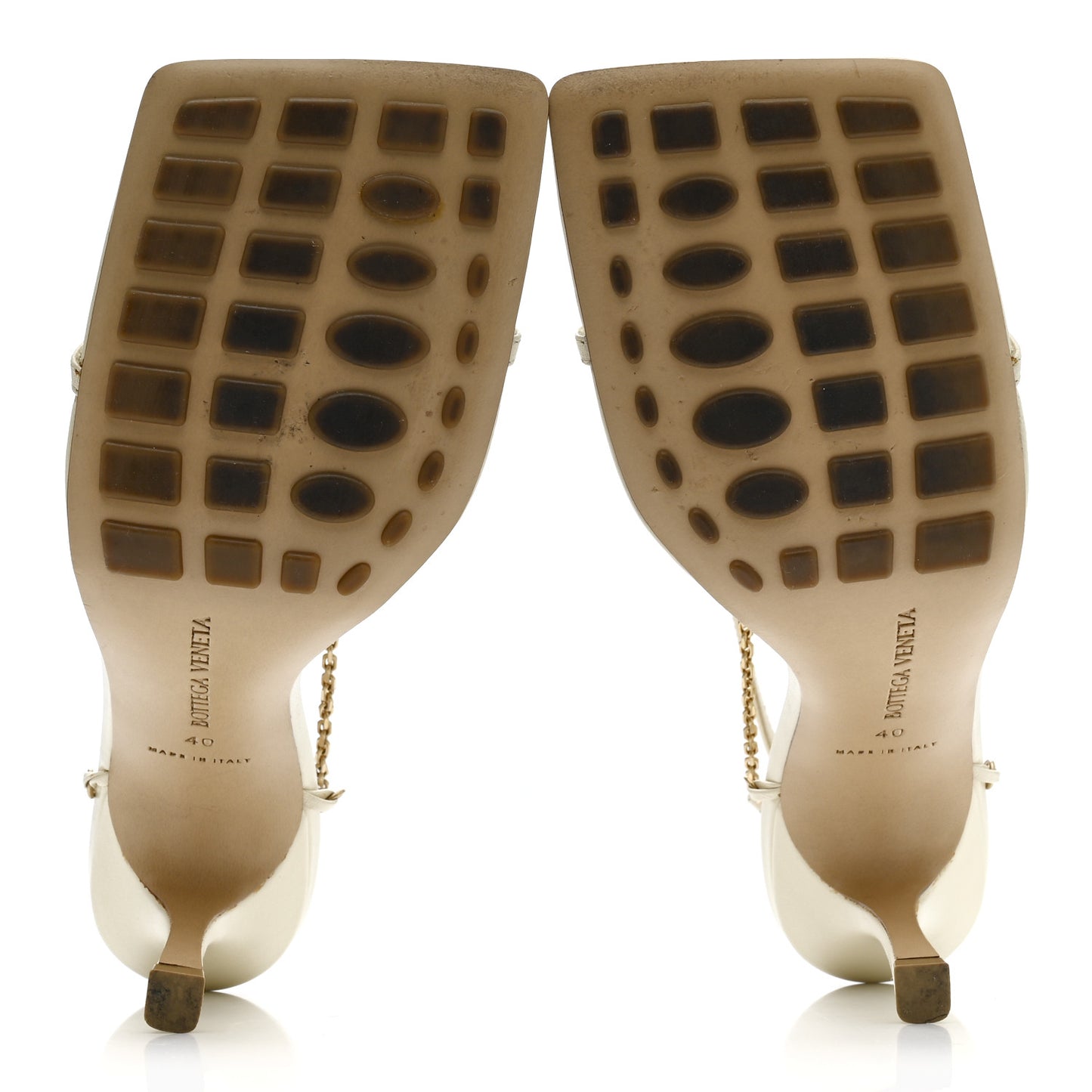 Lambskin Stretch Chain Strap 90mm Sandals 40 Sea Salt