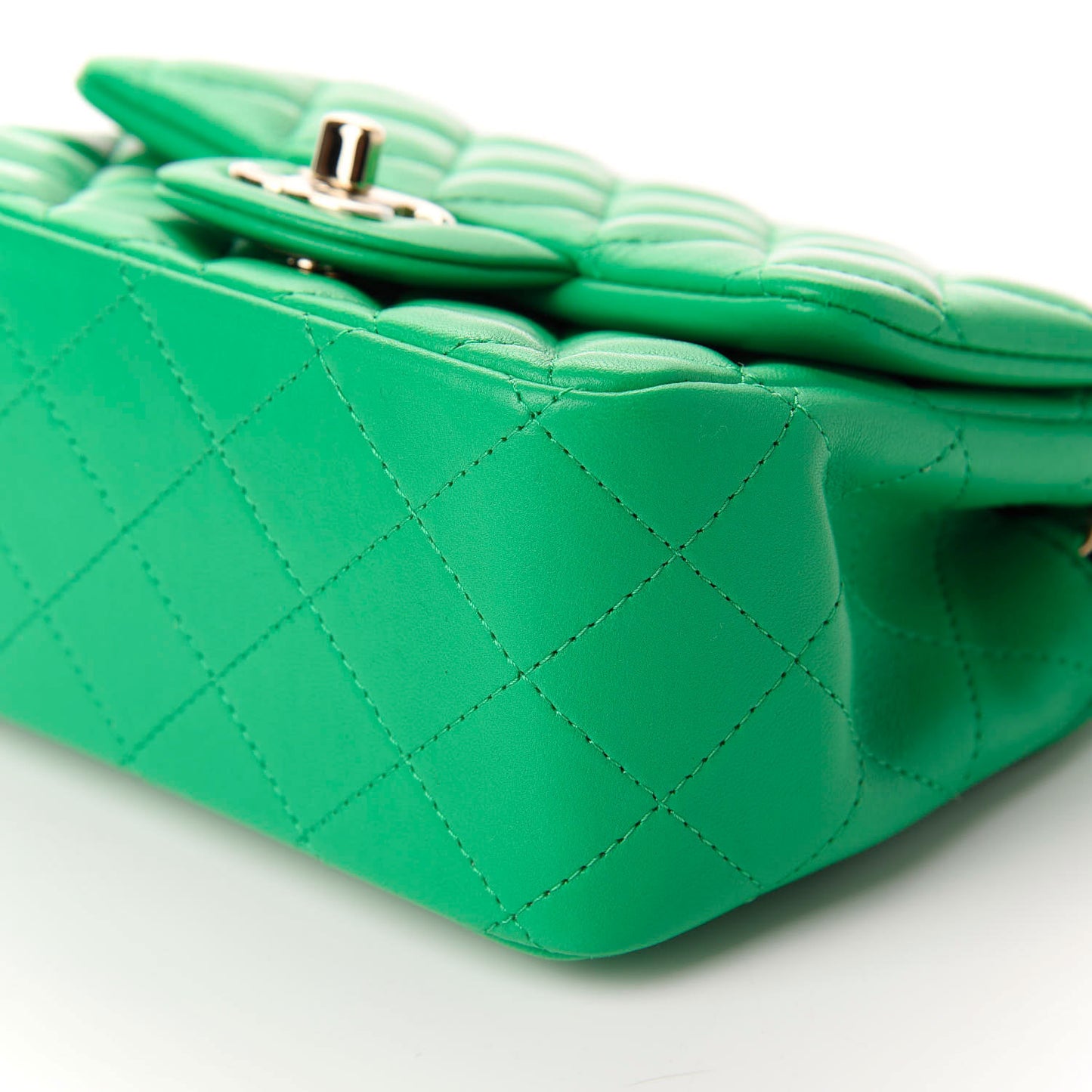 Lambskin Quilted Mini Square Flap Green