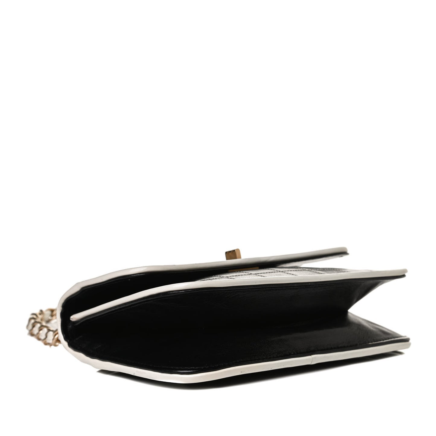Caviar Square Stitched Small Flap Black White