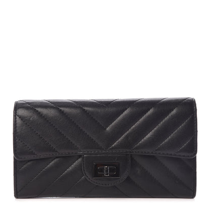 Chanel Sheepskin Chevron Quilted 2.55 Reissue Flap Wallet So Black 1 of 17