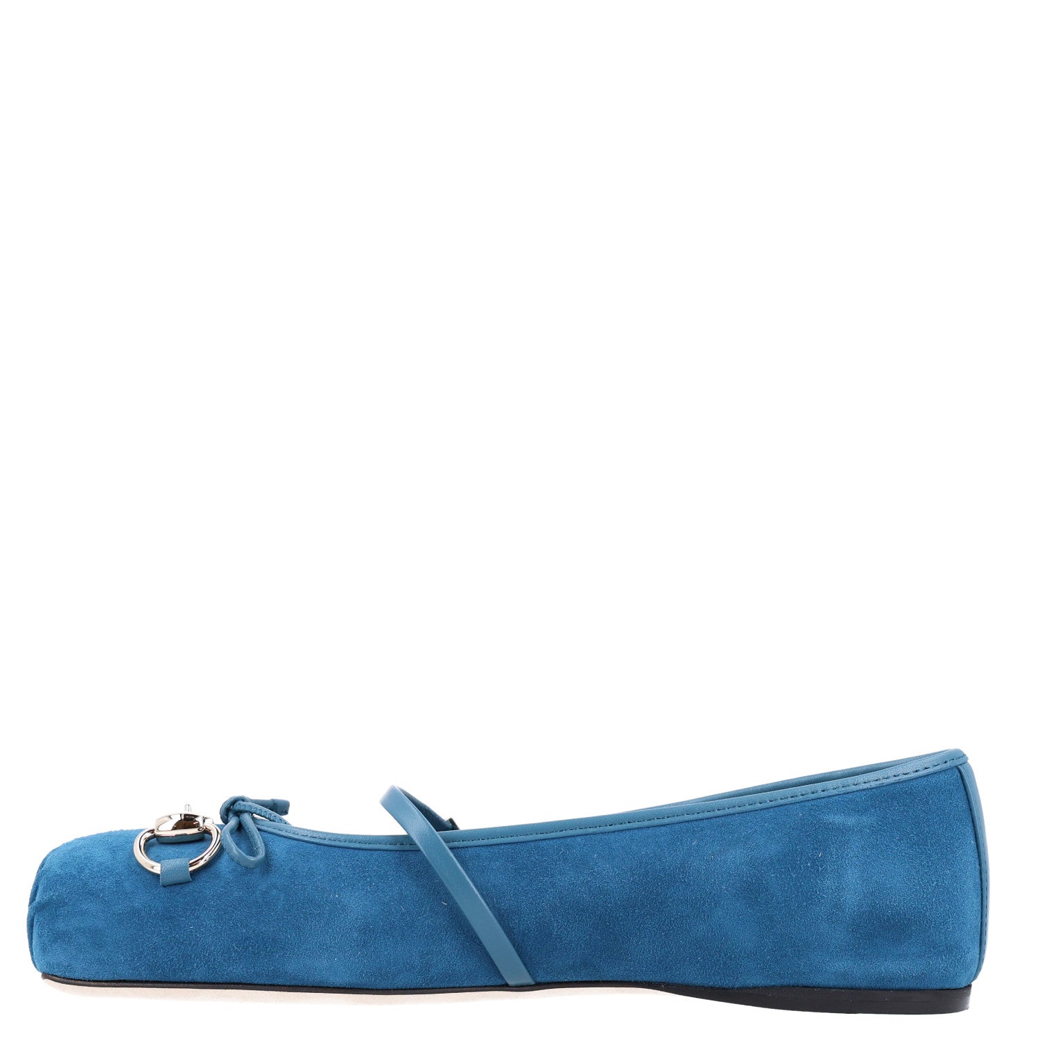 Gucci Kid Scamosciato Nappa Camargue Horsebit Ballet Flats 37 Deep Acqua 1 of 9