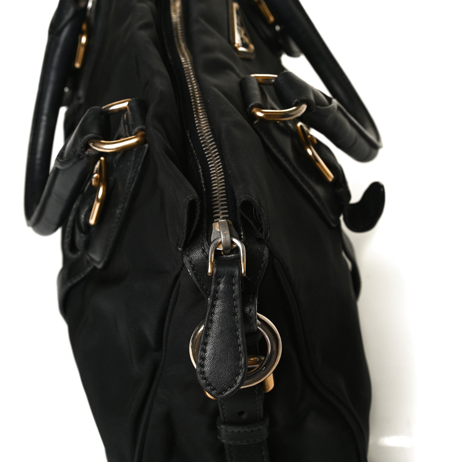Prada Tessuto Nylon City Calfskin Shoulder Bag Black 21 of 21
