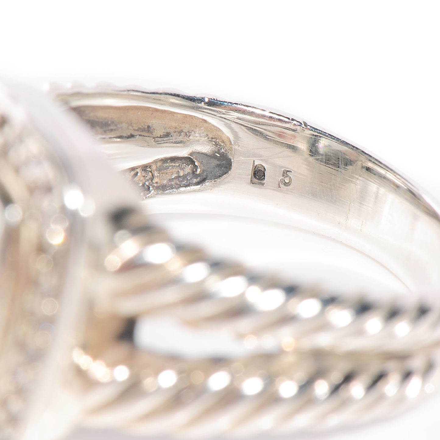 Sterling Silver Diamond Prasiolite 11mm Albion Ring 61 9.5