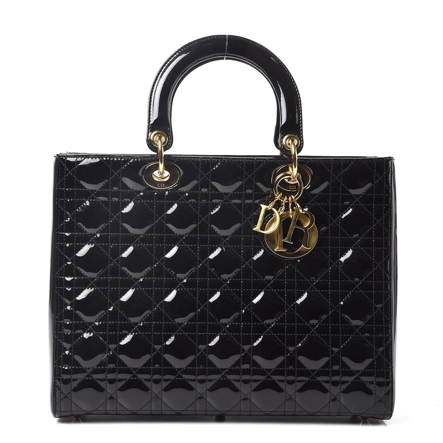 Patent Cannage Large Lady Dior Black