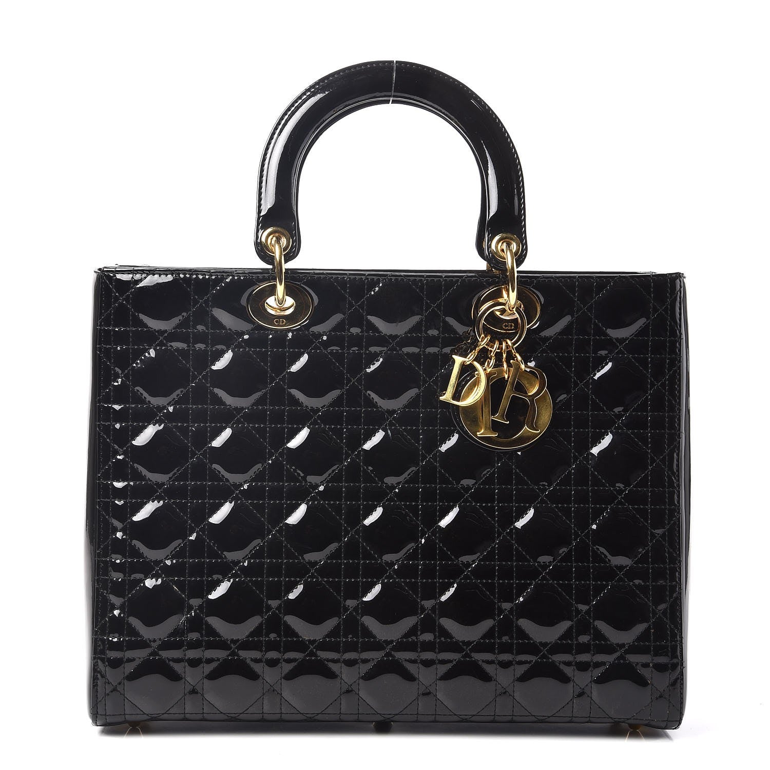 Christian Dior Patent Cannage Large Lady Dior Black 1 of 7