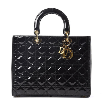 Christian Dior Patent Cannage Large Lady Dior Black 1 of 7