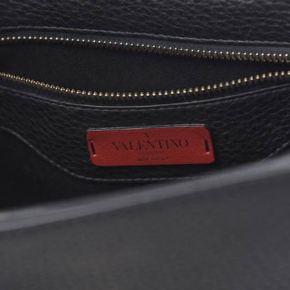 Valentino Garavani Pebbled Calfskin Medium Rockstud Flap Saddle Bag Black 6 of 9