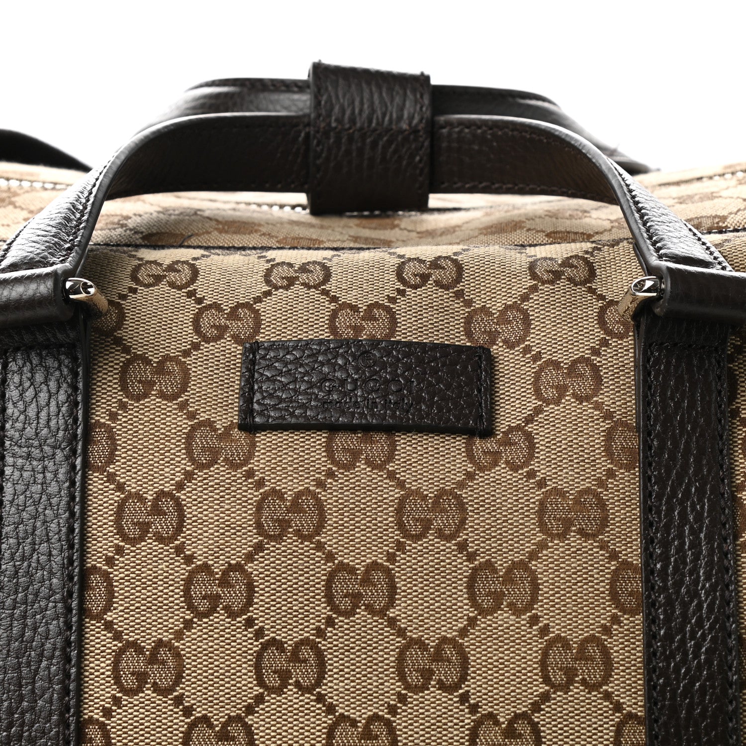 Gucci Monogram Dollar Calfskin Large Boston Duffle Bag Beige Ebony Testa di Moro Marrone Scuro 8 of 10