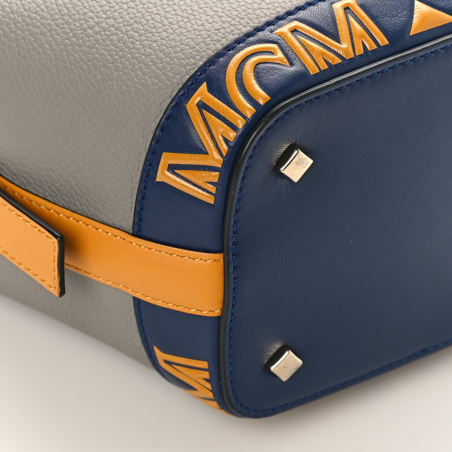 Calfskin Color Block Drawstring Milano Mini Bag Grey Multicolor