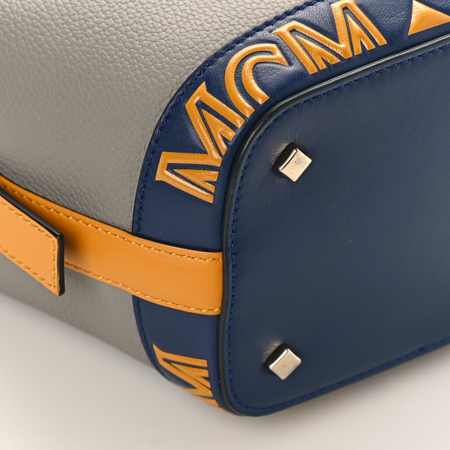 MCM Calfskin Color Block Drawstring Milano Mini Bag Grey Multicolor 7 of 8