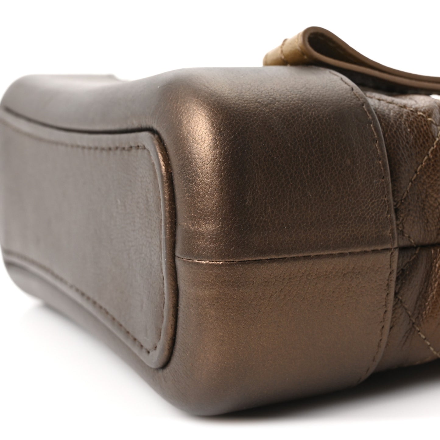 Metallic Goatskin Quilted Small Gabrielle Hobo Gold Bronze