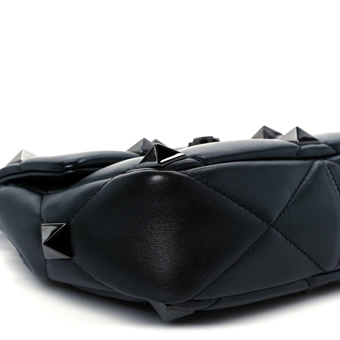 Nappa Monochrome Medium Roman Stud Shoulder Bag Black