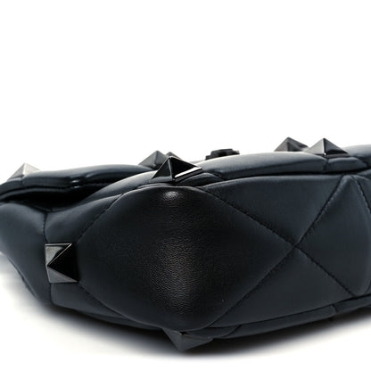 Valentino Garavani Nappa Monochrome Medium Roman Stud Shoulder Bag Black 9 of 10