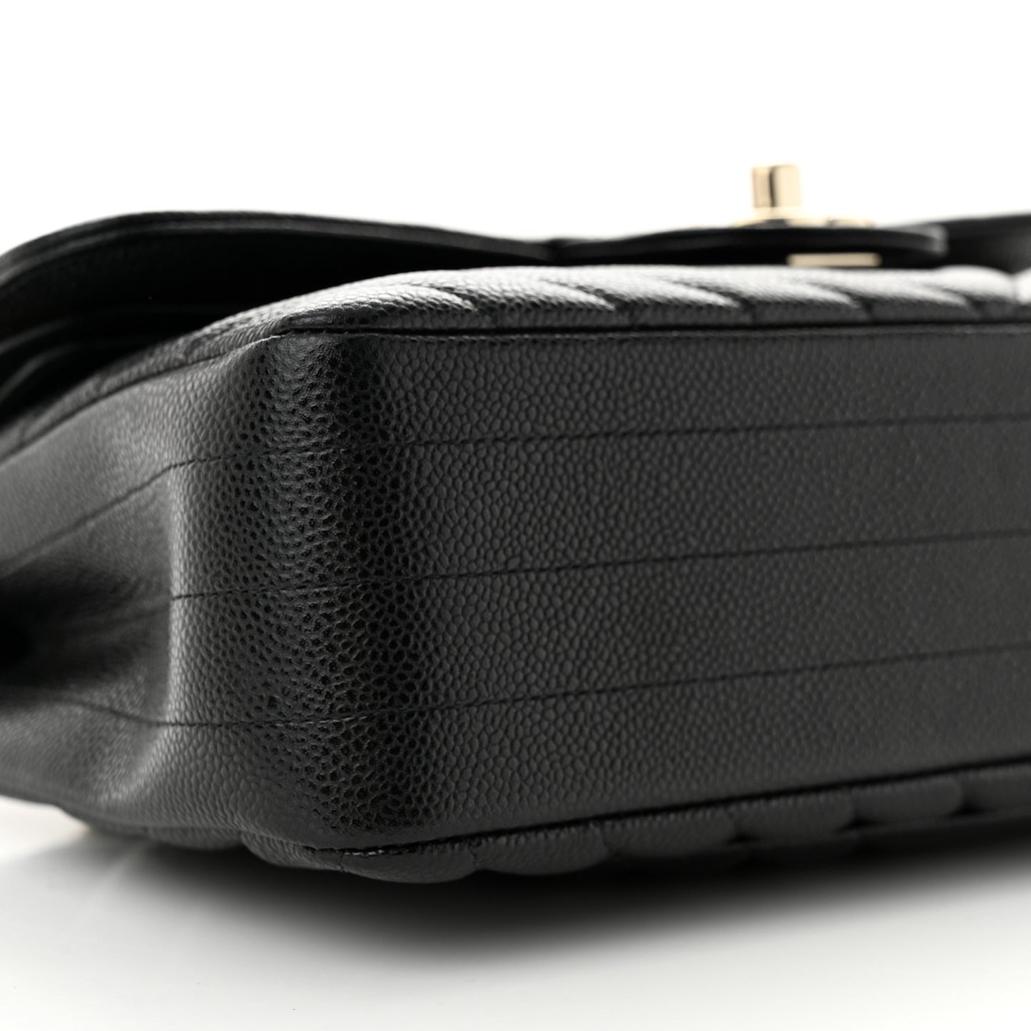 Caviar Chevron Quilted Small Double Flap Black