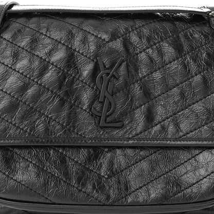 Saint Laurent Crinkled Calfskin Matelasse Monogram Large Niki Chain Satchel Black 8 of 12