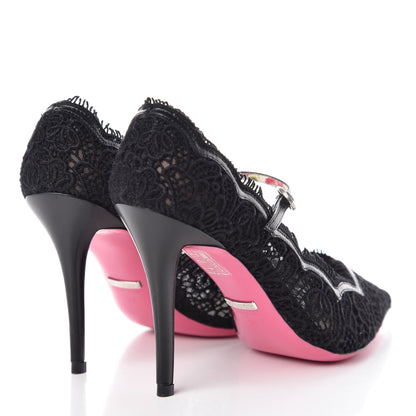 Gucci Lace Pizzo Venice Pumps 38 Black 4 of 9