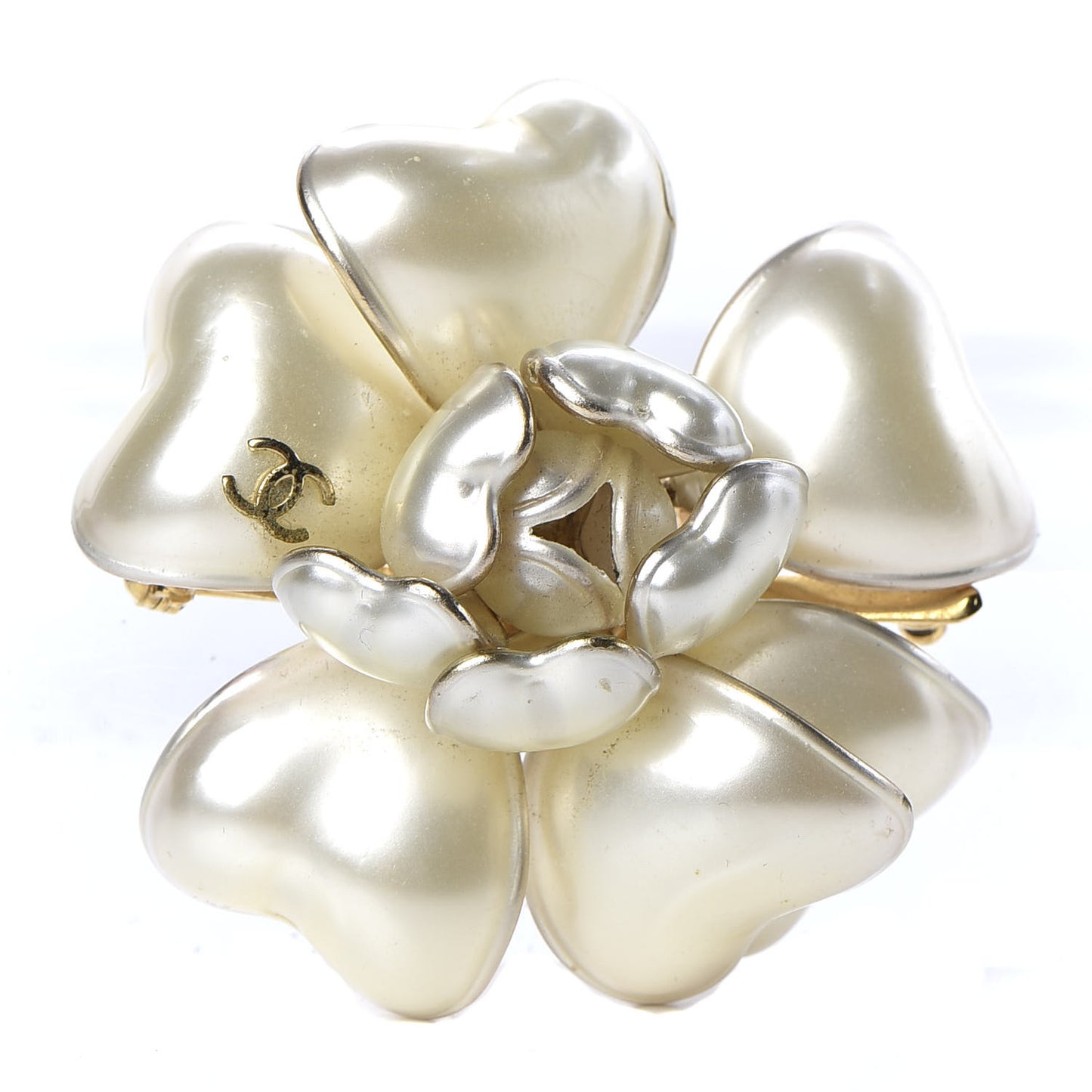 Enamel Camellia Brooch White