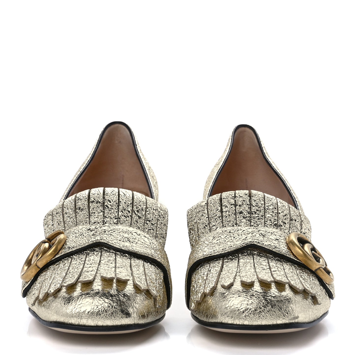 Galassia GG Marmont Fringe 50mm Loafer Pumps 39 Platino
