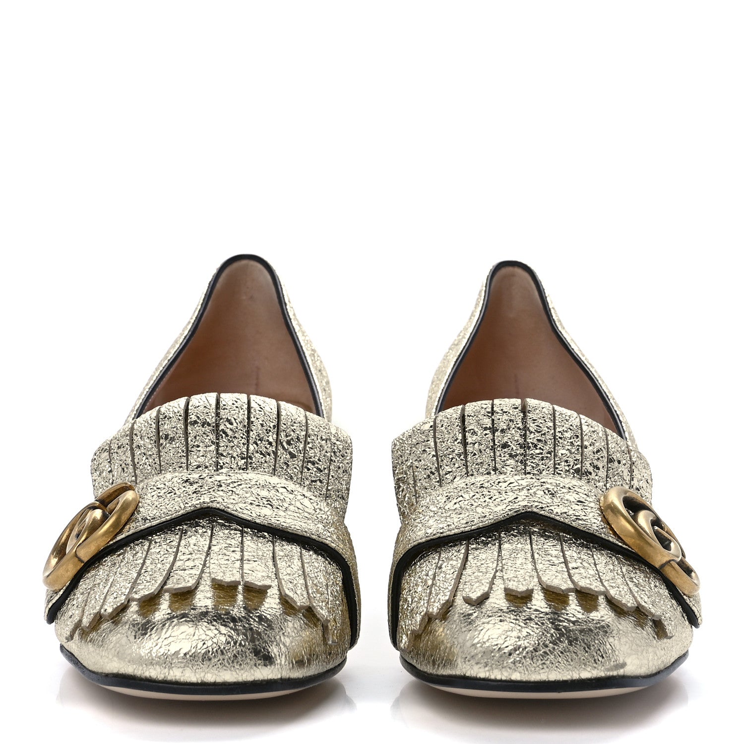 Gucci Galassia GG Marmont Fringe 50mm Loafer Pumps 39 Platino 2 of 8