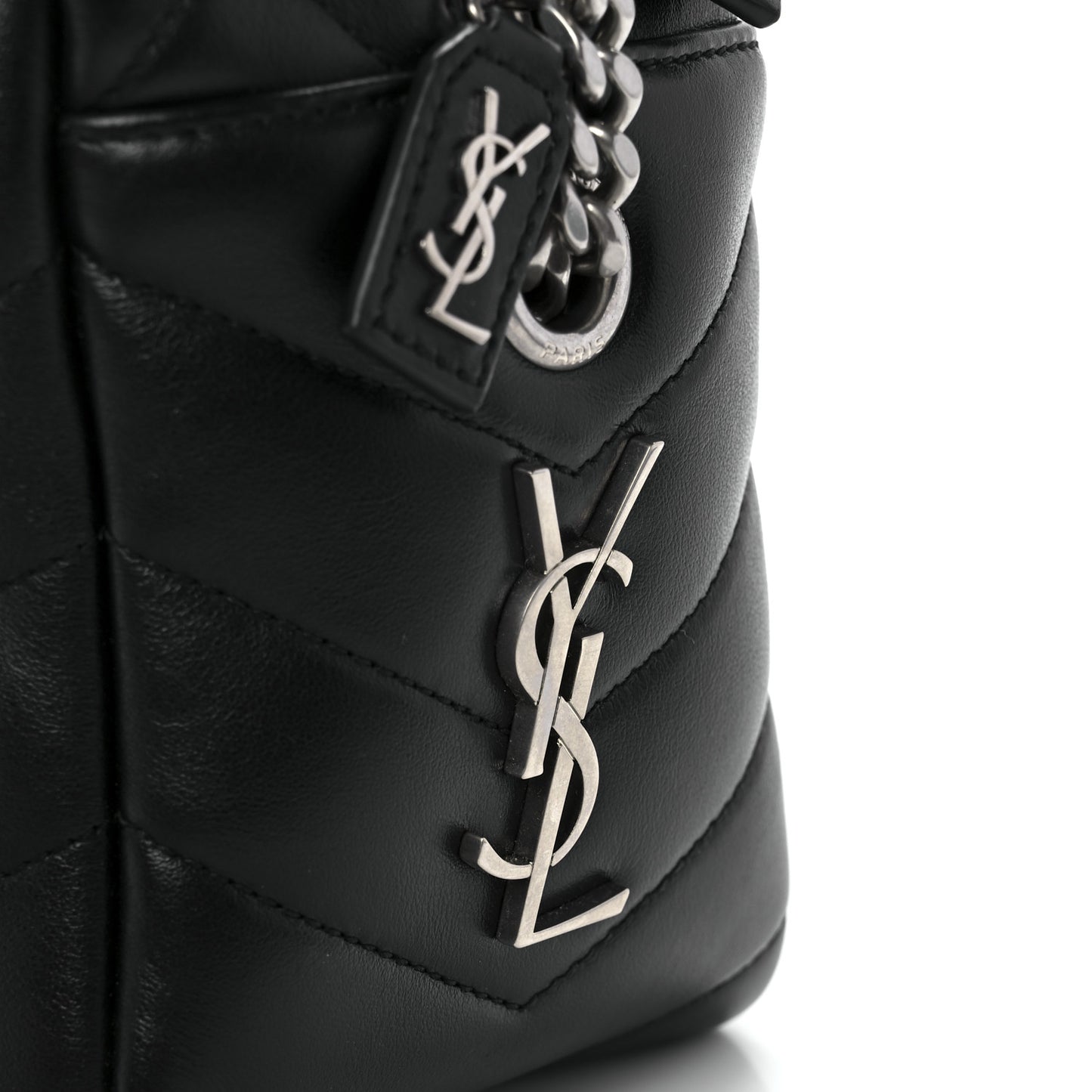 Calfskin Y Quilted Monogram Small Loulou Bowling Bag Black