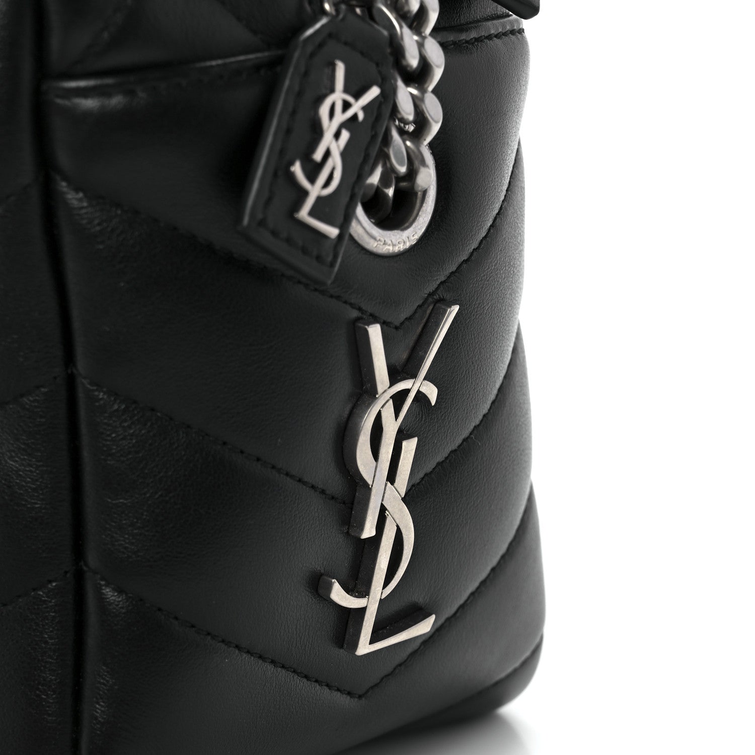 Saint Laurent Calfskin Y Quilted Monogram Small Loulou Bowling Bag Black 7 of 11