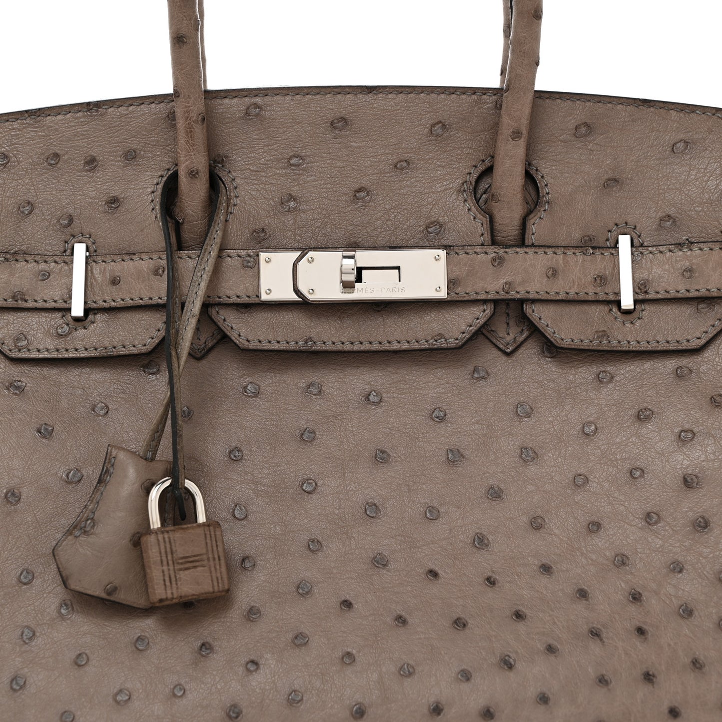 Ostrich Birkin 30 Gris Tourterelle