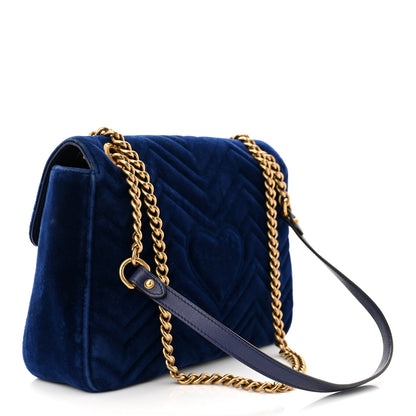 Gucci Velvet Matelasse Mini GG Marmont Shoulder Bag Cobalt Blue 3 of 14