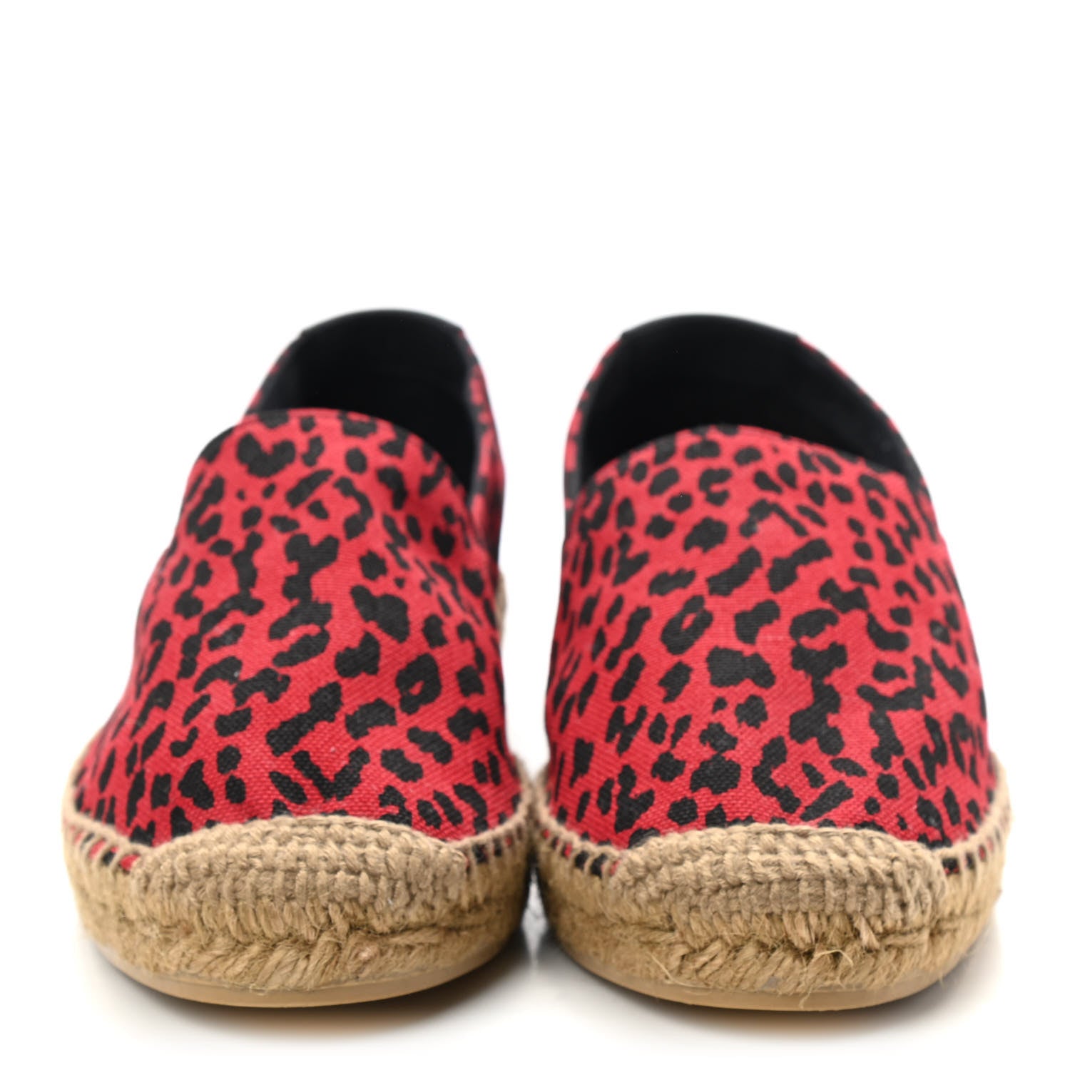 Saint Laurent Canvas Leopard Print Espadrilles 38 Red Black 2 of 10