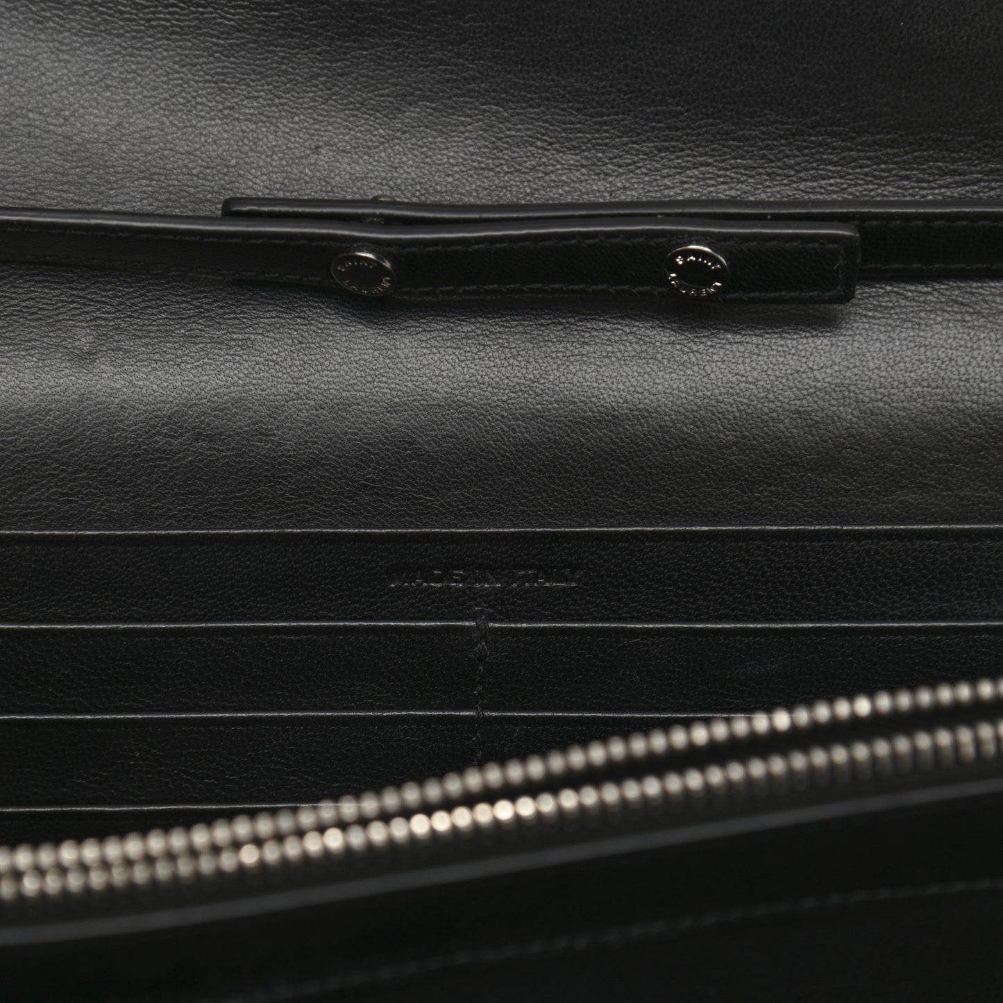 Calfskin Crocodile Embossed Monogram Chain Wallet Black