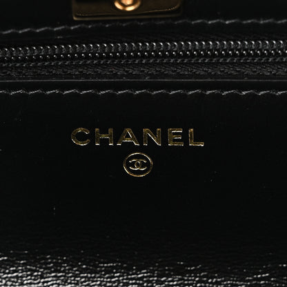 Chanel Shiny Lambskin Quilted Golden Links Wallet On Chain WOC Black 6 of 13