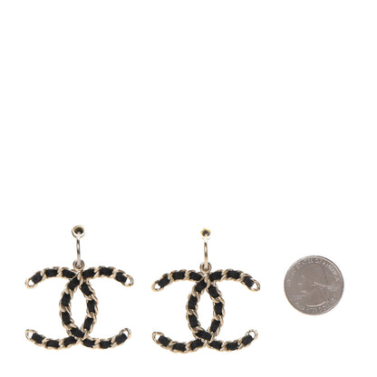 Chanel Satin CC Chain Earrings Light Gold Black 2 of 5