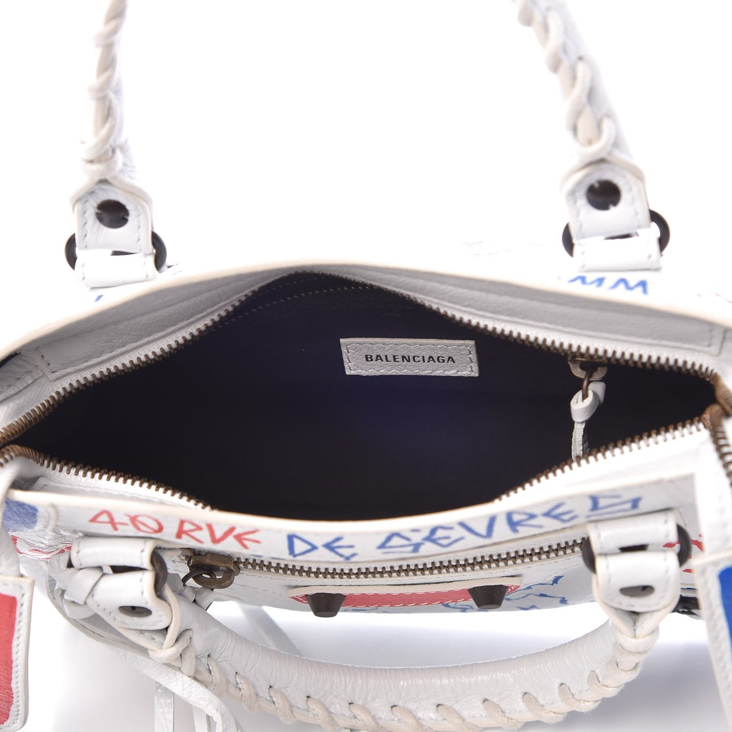 Agneau Graffiti All Over Classic Hardware Mini City White Bleu Rouge