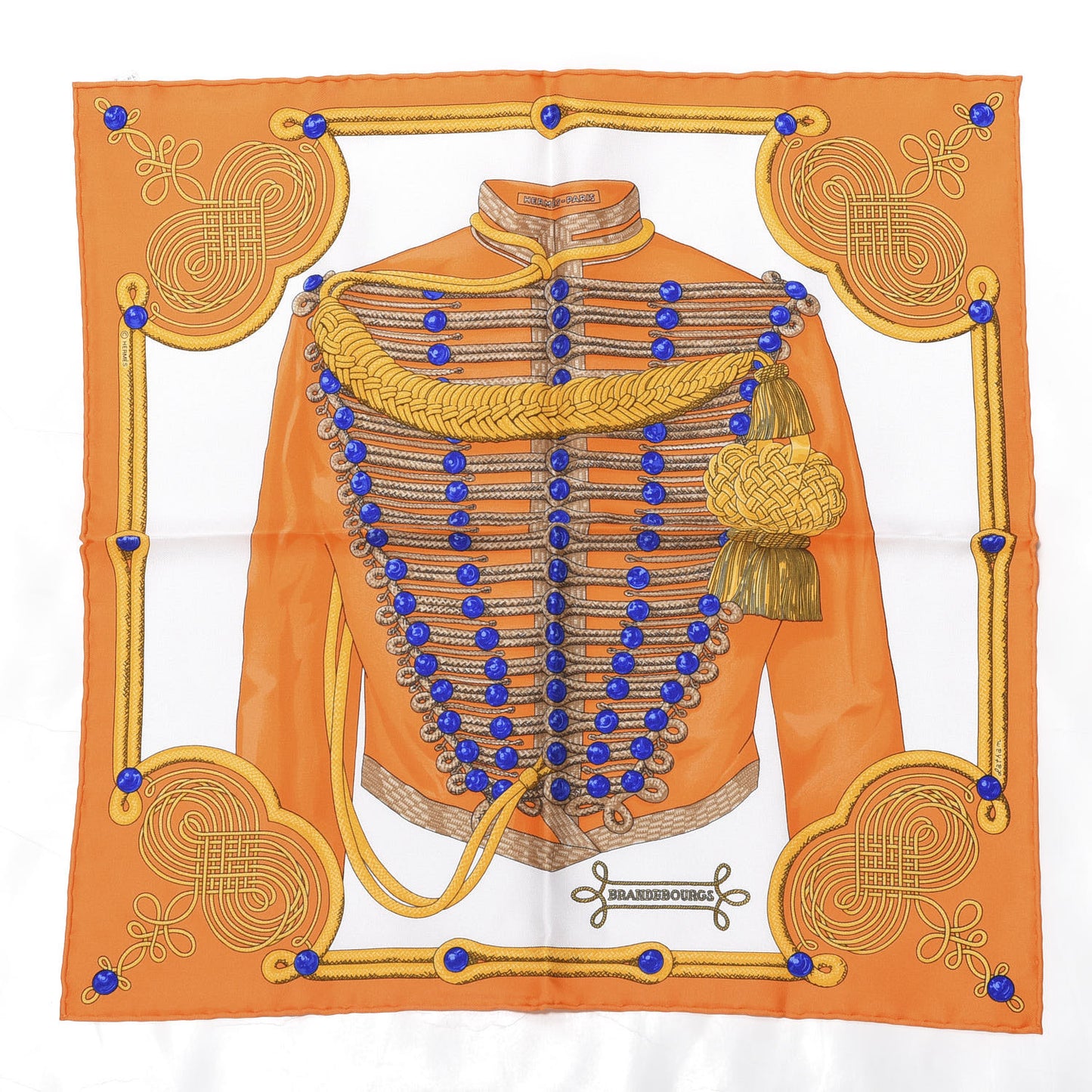 Silk Brandebourgs Pocket Square Orange Blanc Bleu