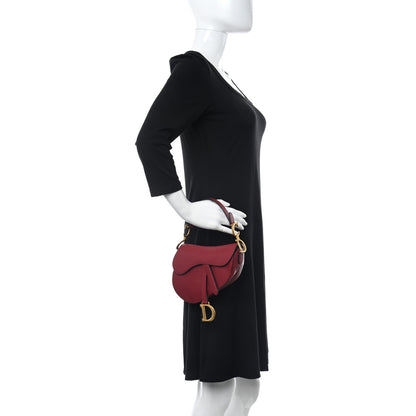 Christian Dior Grained Calfskin Mini Saddle Bag Red 2 of 10