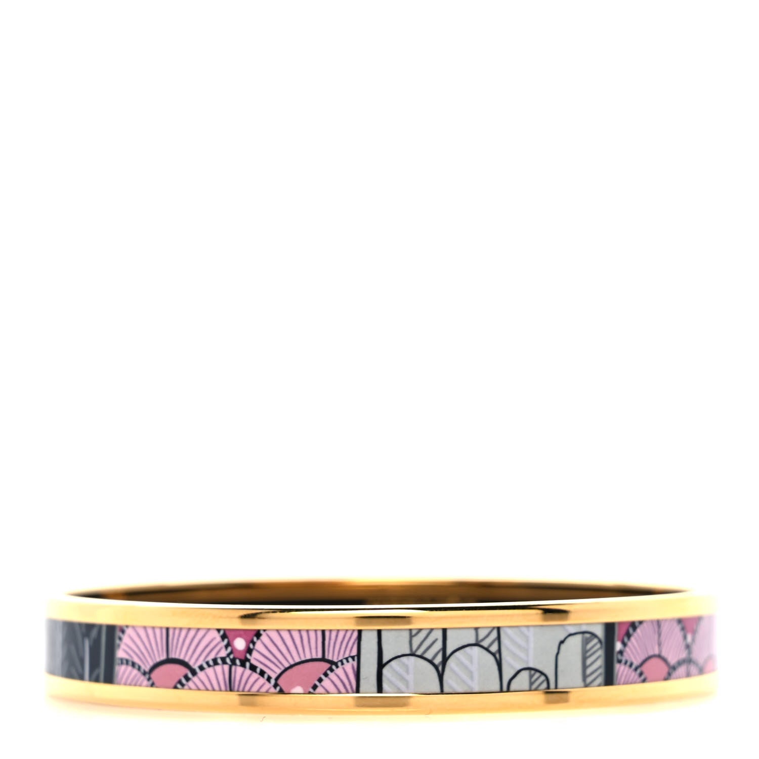 Hermes Enamel Printed Narrow Tree of Song Bracelet 70 Faux Gris 1 of 6